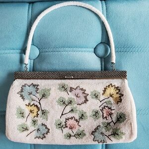 Hinomoto Floral Seed Beaded Cocktail Purse VTG